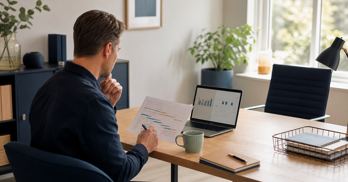 A small-business owner assessing workload, budget and the need for a new employee