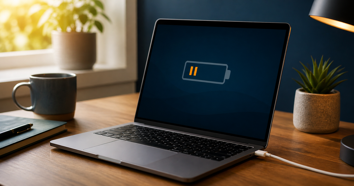 Laptop connected to a charger