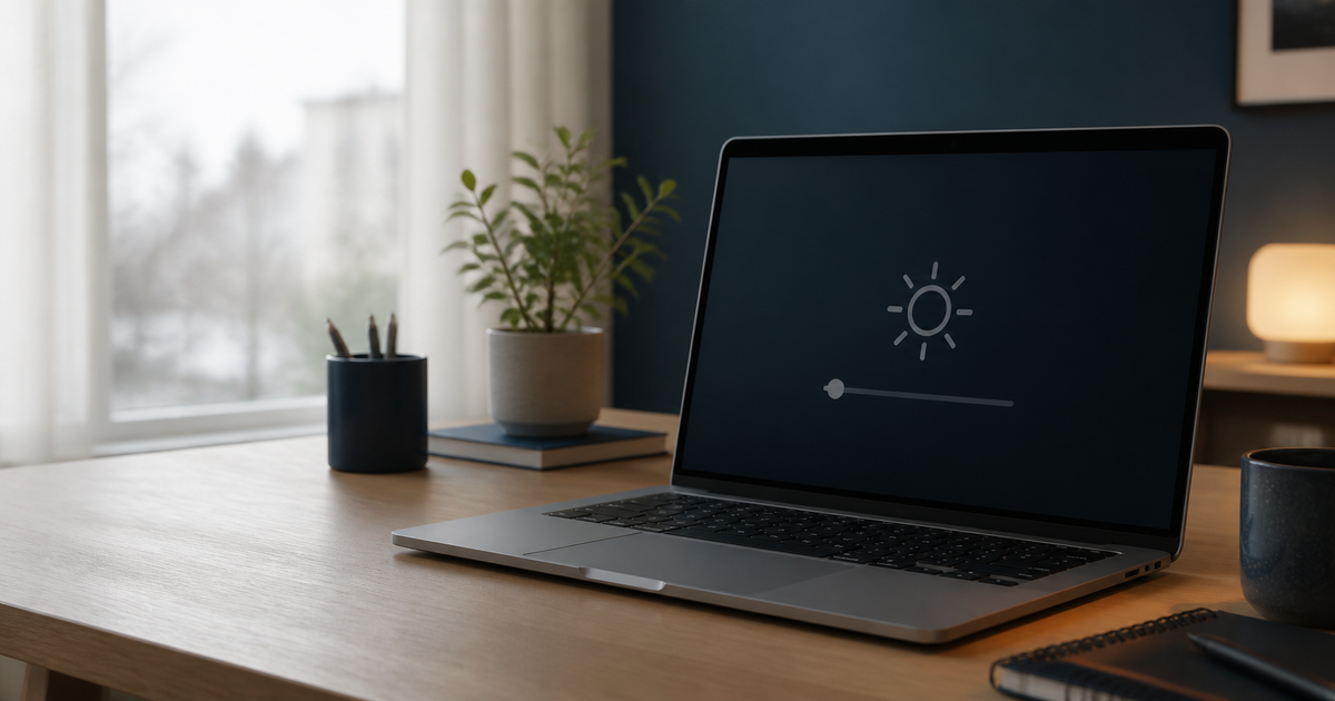 Laptop with a dim screen and brightness control