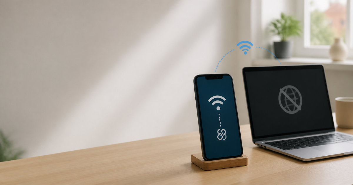 Phone sharing mobile data with a laptop