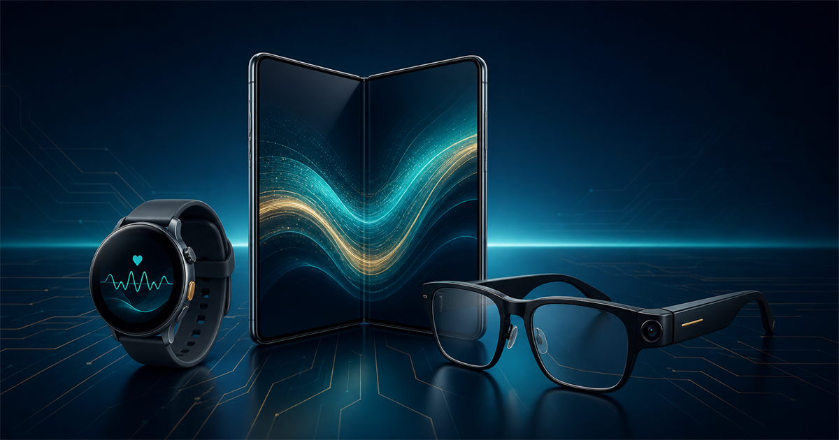 A generic foldable phone, a health-tracking smartwatch and AI glasses