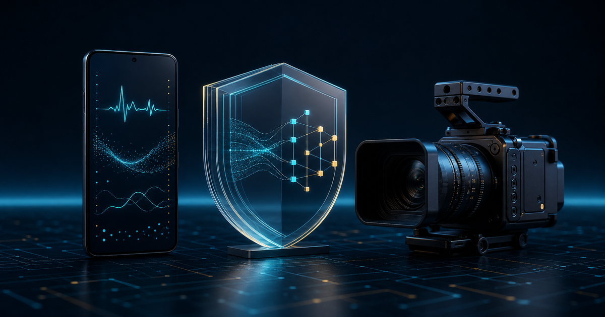 A generic health display, a transparent glass shield and a professional video camera